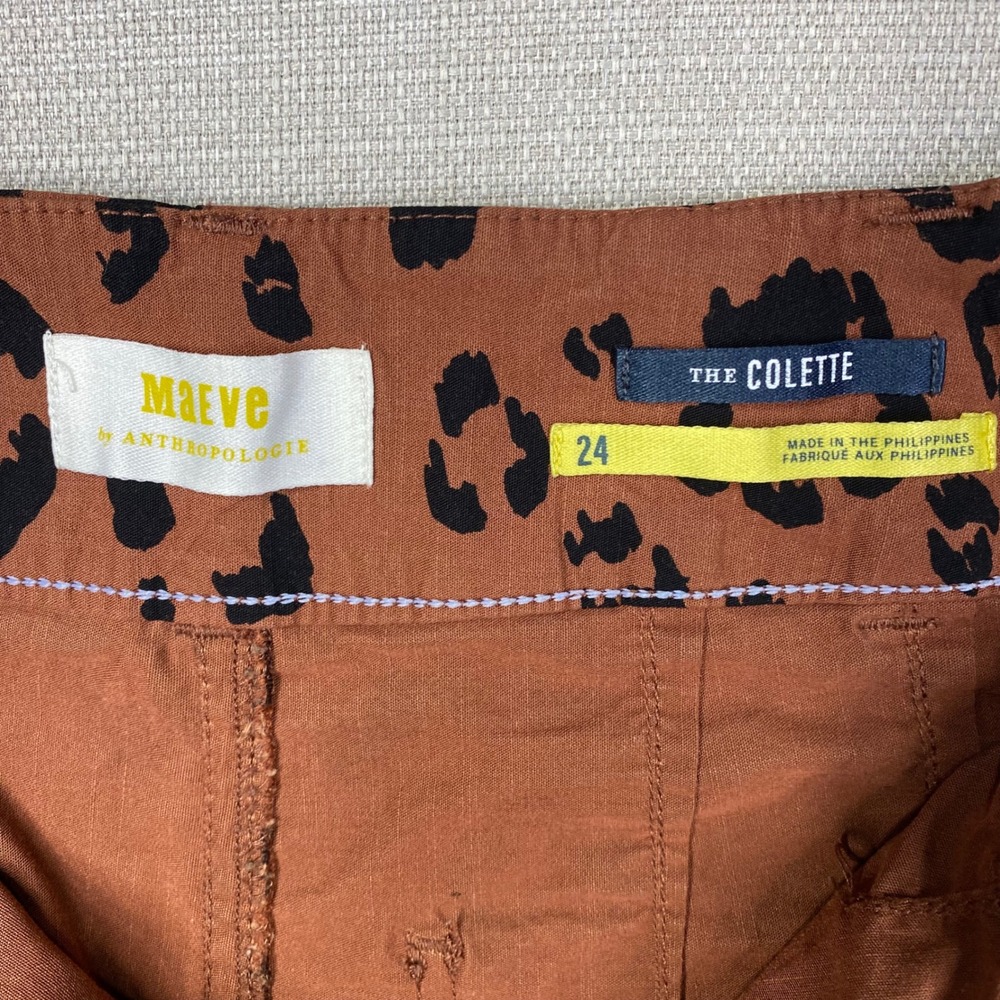 Maeve Anthropologie The Colette Leopard Print Wide Leg Cropped Pants Rust 24 - Picture 7 of 9